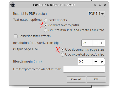 Export setting Inkscape