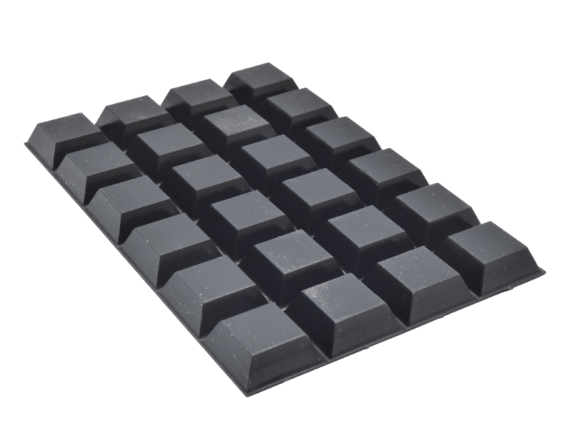 Rubber Feet Square-style, large, self-adhesive, black - 24 pcs.