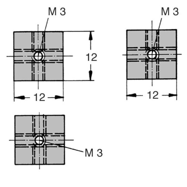 Cube Standoff Threaded 3xM3 / 12x12 mm
