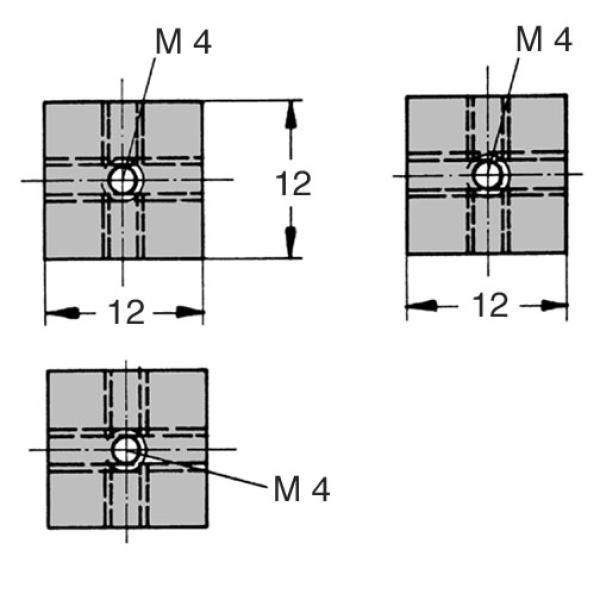 Cube Standoff Threaded 3xM4 / 12x12 mm