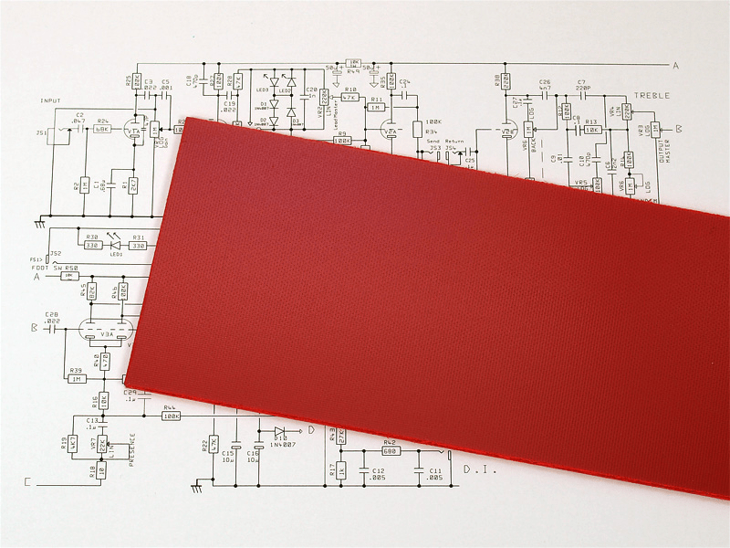 Fiberboard FR4 2 mm / 80 x 500 mm red