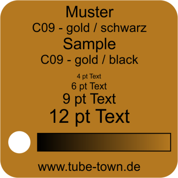 Materialmuster Faceplate Transply C09 gold/schwarz