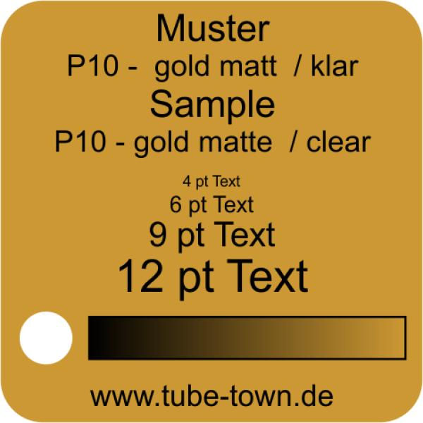 Materialmuster Faceplate Reverse P10 gold matt / transparent
