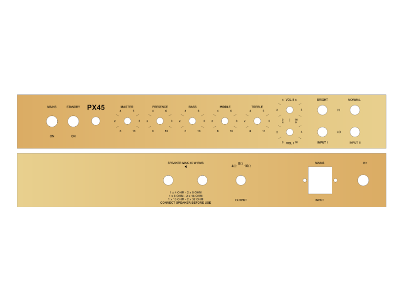 Faceplate for TT Amp-Kit PX45 - Gold GLOSSY