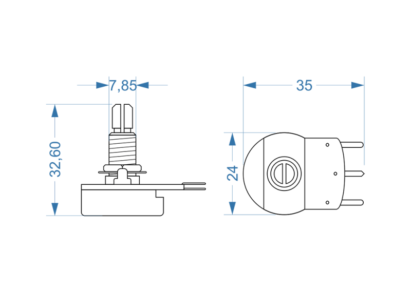 Potentiometer für Marshall JCM800, 1 MOhm log