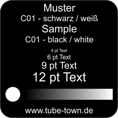 Materialmuster Faceplate Transply C01 schwarz / weiss
