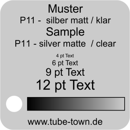 Materialmuster Faceplate Reverse P11 silber matt / transparent