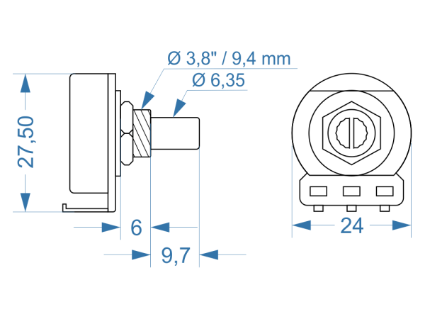 CTS Potentiometer  1 MOhm log / Audio