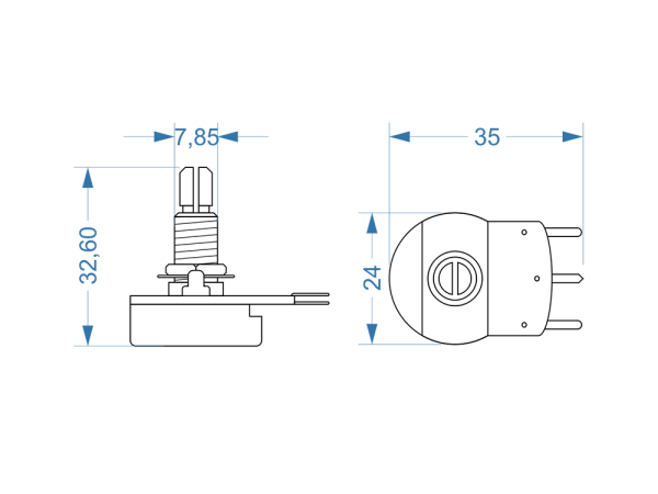 Potentiometer for Marshall JCM800, 220 kOhm linear