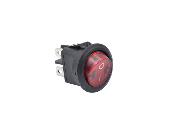 Rocker switch, 2 position, DPST, ON-OFF, lighted red