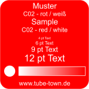 Materialmuster Faceplate Transply C02 rot / weiss