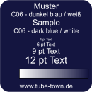 Materialmuster Faceplate Transply C06 dunkel blau / weiß