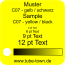 Materialmuster Faceplate Transply C07 gelb/schwarz