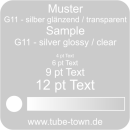 Materialmuster Faceplate Reverse G11 silber glänzend / transparent