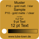 Materialmuster Faceplate Reverse P10 gold matt / transparent