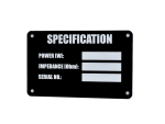 Speaker Specification label, English